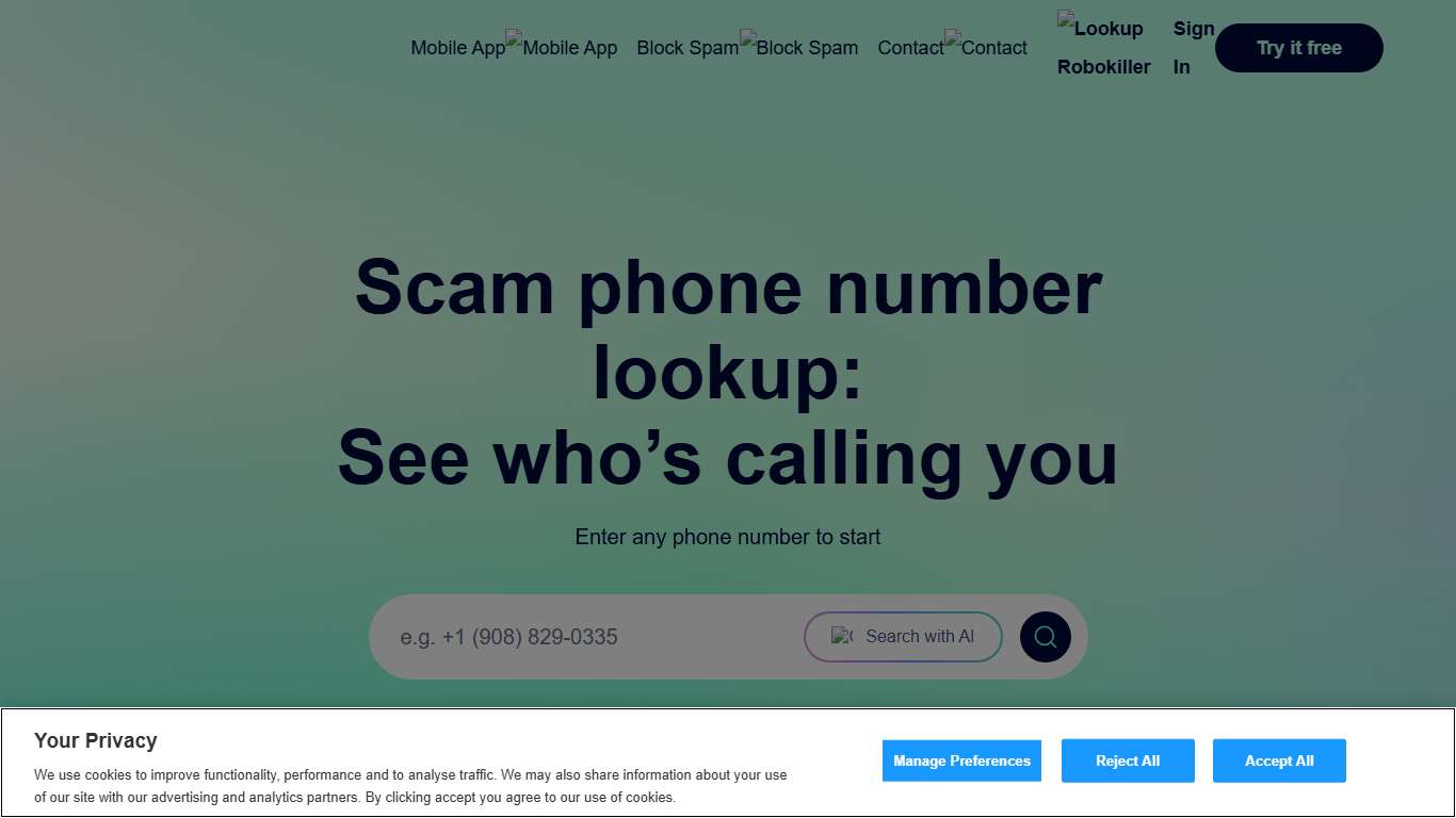 Free Scam Phone Number Lookup Tool - RoboKiller